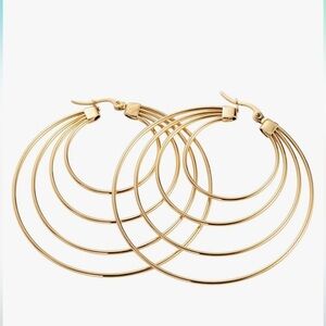 Triple hoop earrings Gold great for everyday wear sensitive ears safe